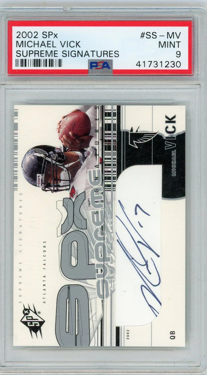 Michael Vick 2002 Upper Deck SPx Supreme Signatures PSA 9
