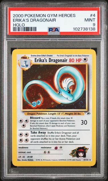 Erika's Dragonair Pokémon Gym Heroes Holo #4/132 PSA 9
