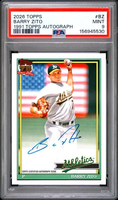 Barry Zito 2026 Topps Series 1 1991 Topps Autograph PSA 9