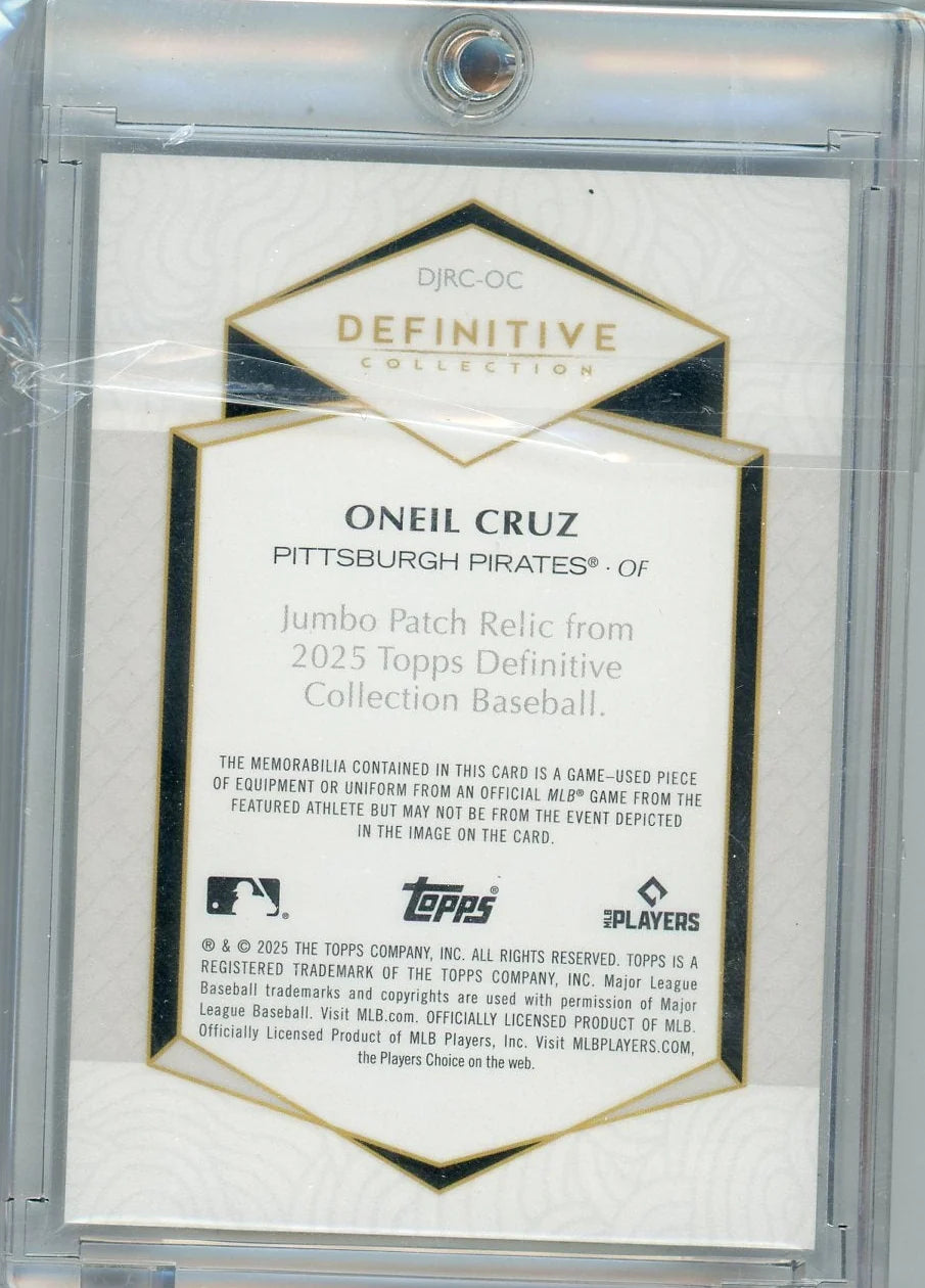 Oneil Cruz 2025 Topps Definitive Patch #'d 21/50