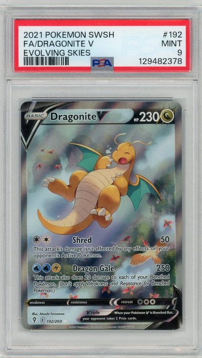 Dragonite V 2021 Pokemon Evolving Skies Full Art #192/203 PSA 9