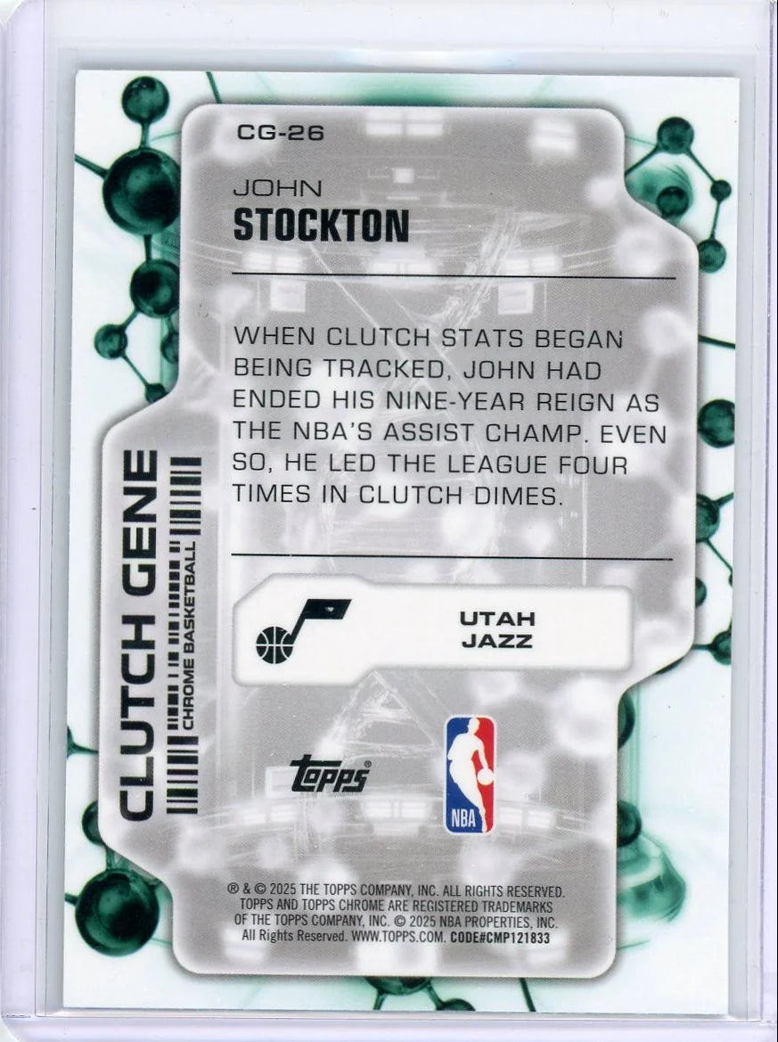 John Stockton 2025 Topps Chrome Basketball Clutch Gene Green Geometric Refractor #'d 16/99