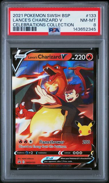 Lance's Charizard 2021 Pokemon Celebrations Collection Black Star Promo #SWSH133 PSA 8