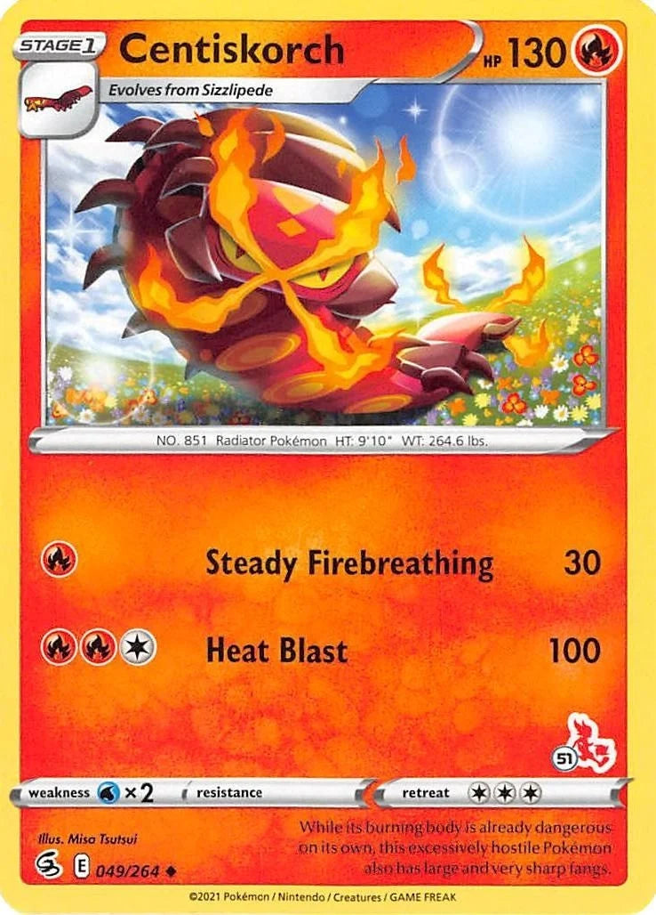 Centiskorch - 049/264 (#51 Cinderace Stamped) (049/264) (Battle Academy 2022) (BA22)