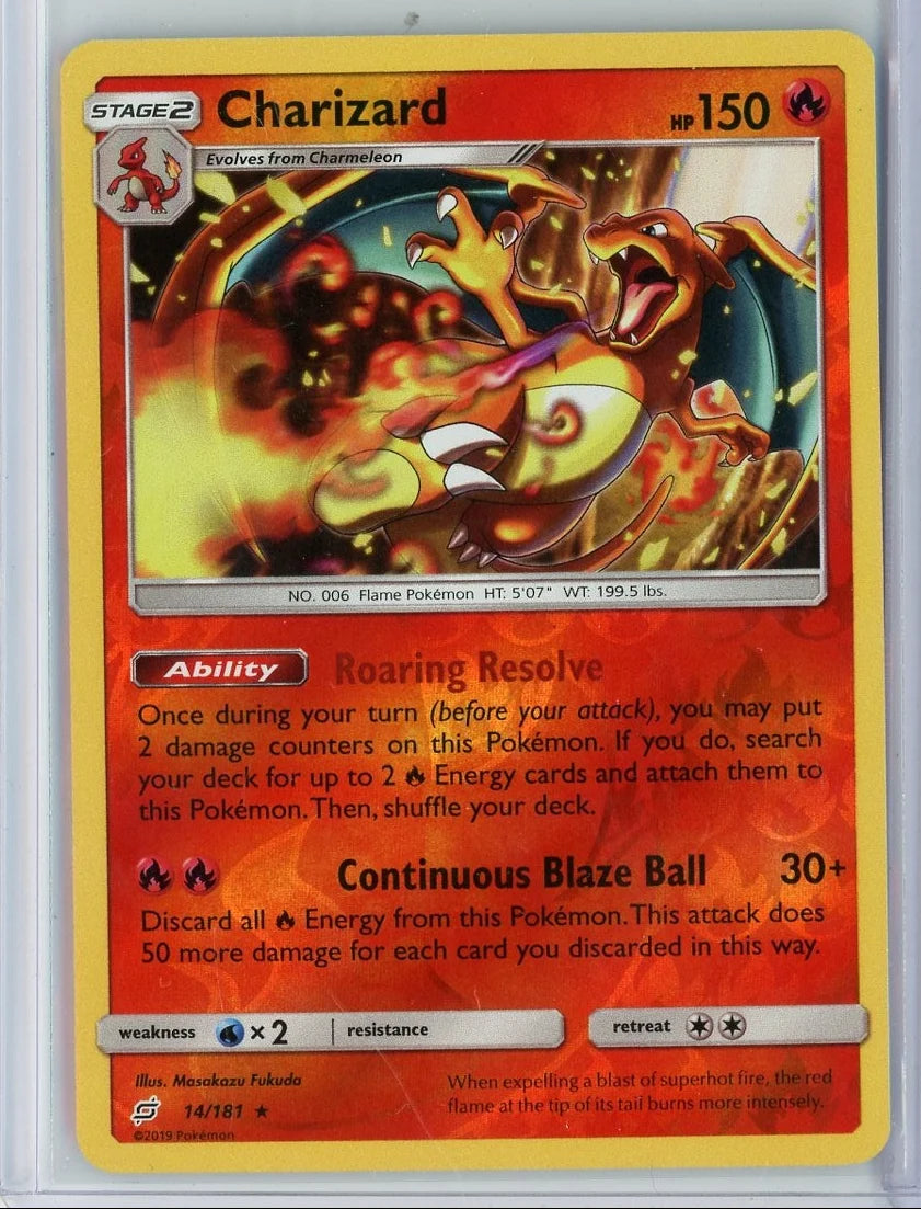 Pokemon TCG Charizard 14/181 Rare Team Up Cosmos Holo