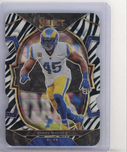 Bobby Wagner 2022 Panini Select Zebra prizm die-cut