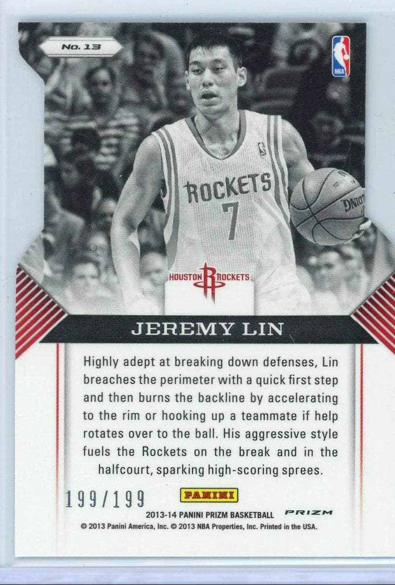 Jeremy Lin 2013-14 Panini Prizm Guard Duty light blue prizm die-cut #'d 199/199