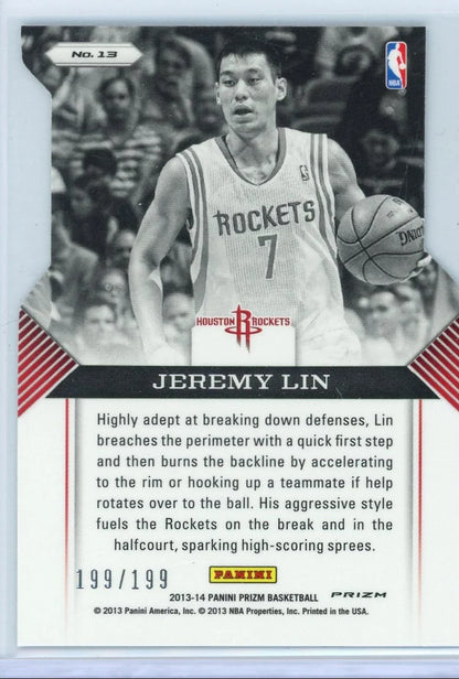 Jeremy Lin 2013-14 Panini Prizm Guard Duty light blue prizm die-cut #'d 199/199