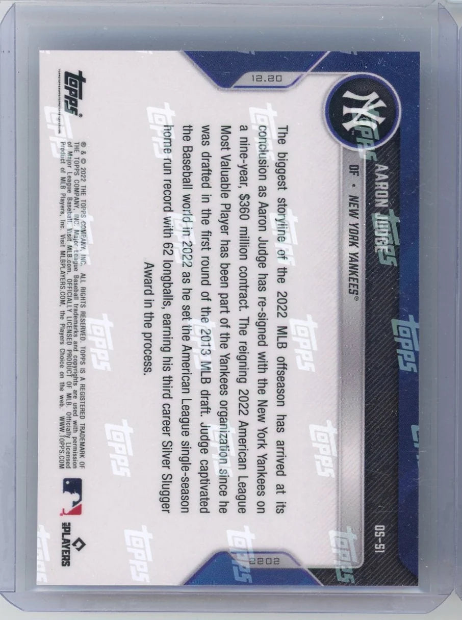 Aaron Judge 2022 Topps NOW #OS-51 Blue #'d 21/49