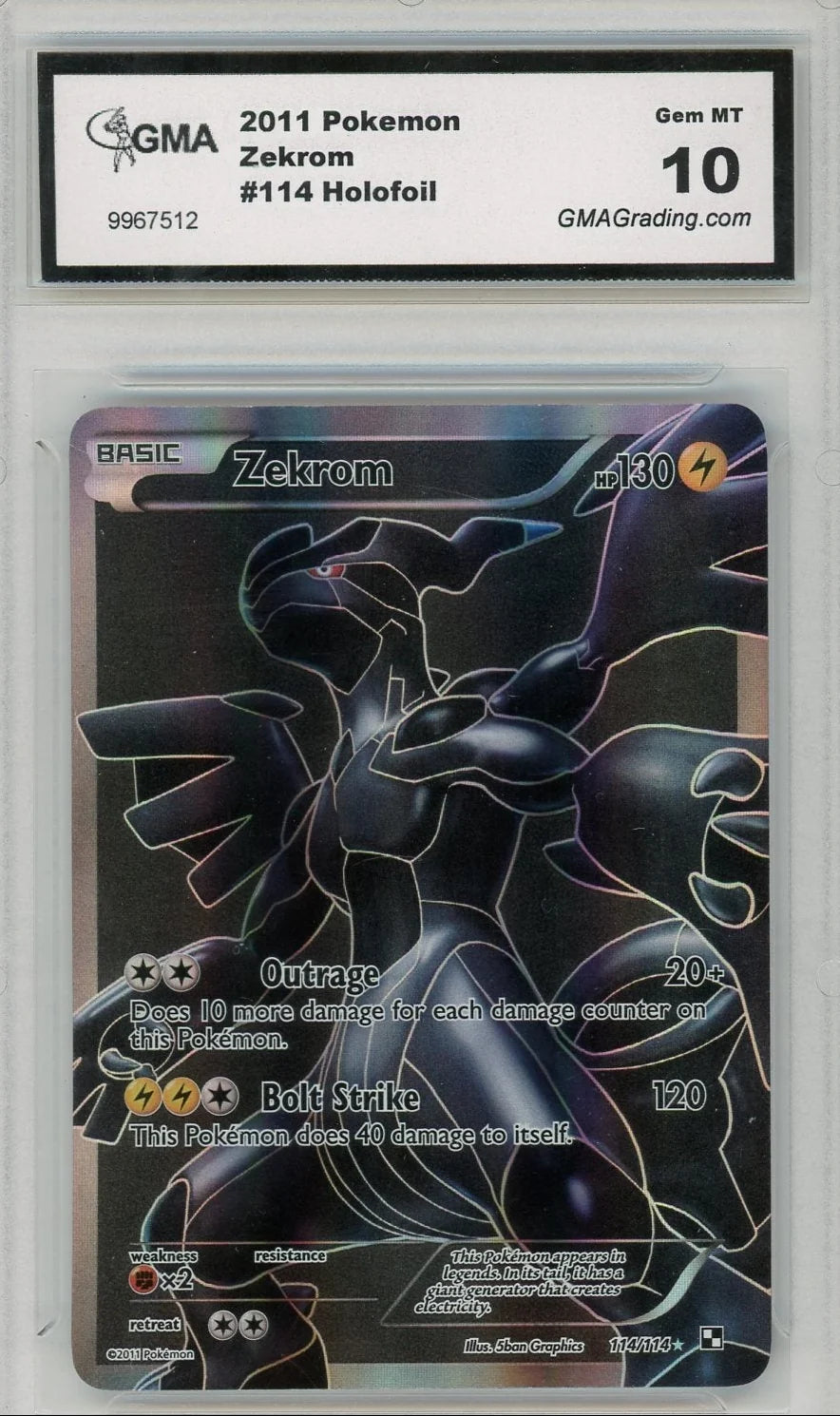 Zekrom 2011 Pokemon Black and White #114/114 GMA 10