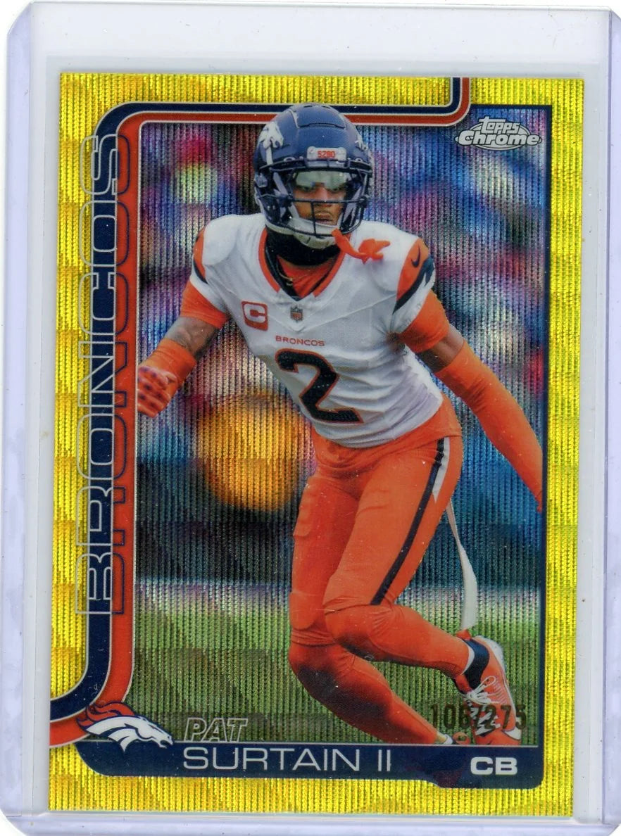 Pat Surtain II 2025 Topps Chrome Yellow Wave Refractor #'d 106/275