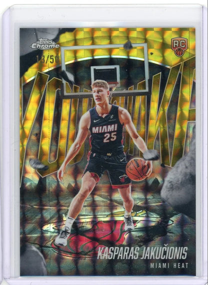 Kasparas Jakucionis 2025 Topps Chrome Youth Quake Gold Geo Refractor RC #'d 13/50