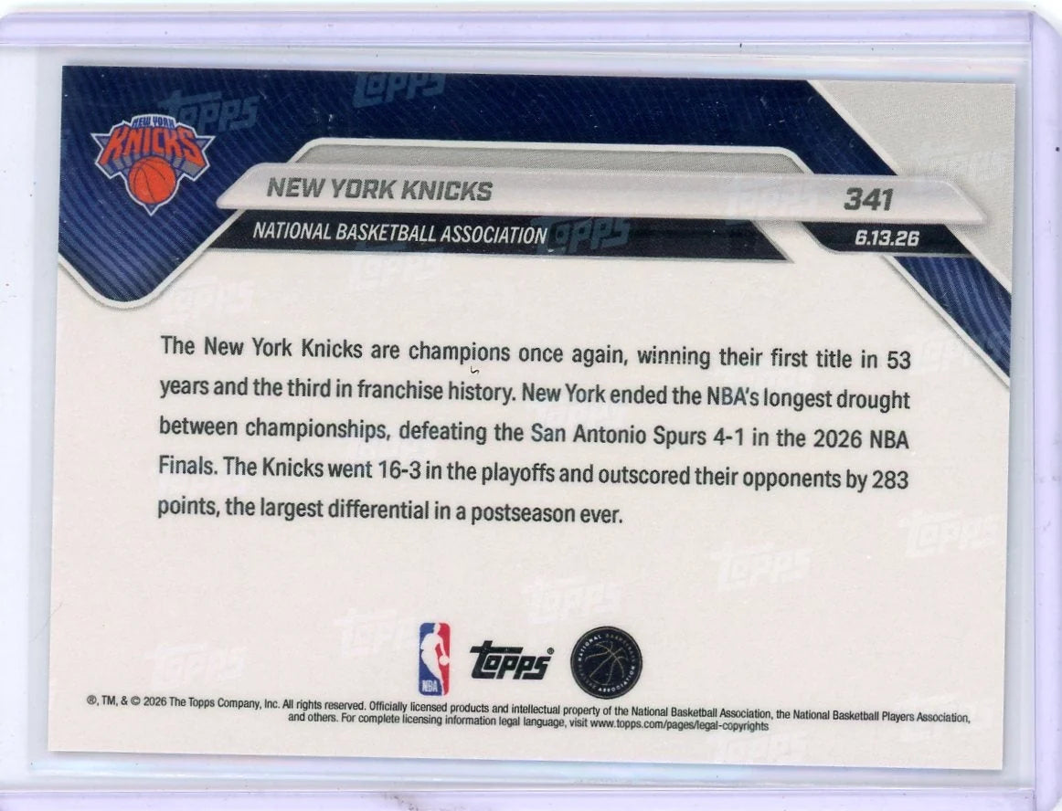 New York Knicks 2026 Topps Now Job Finished #341 Orange #'d 12/25