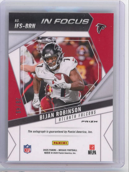 Bijan Robinson 2025 Panini Mosaic In Focus autograph purple #'d 26/49