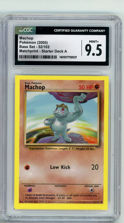 Machop 2000 Pokemon Base Set Matchprint - Starter Deck A #52/102 CGC 9.5