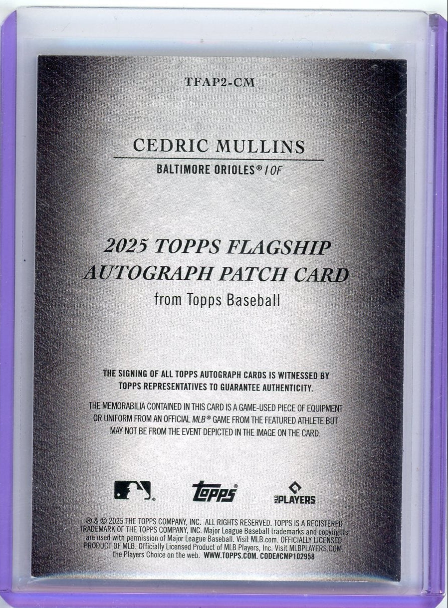 Cedric Mullins 2025 Topps Flagship Autograph Patch #'d 23/25