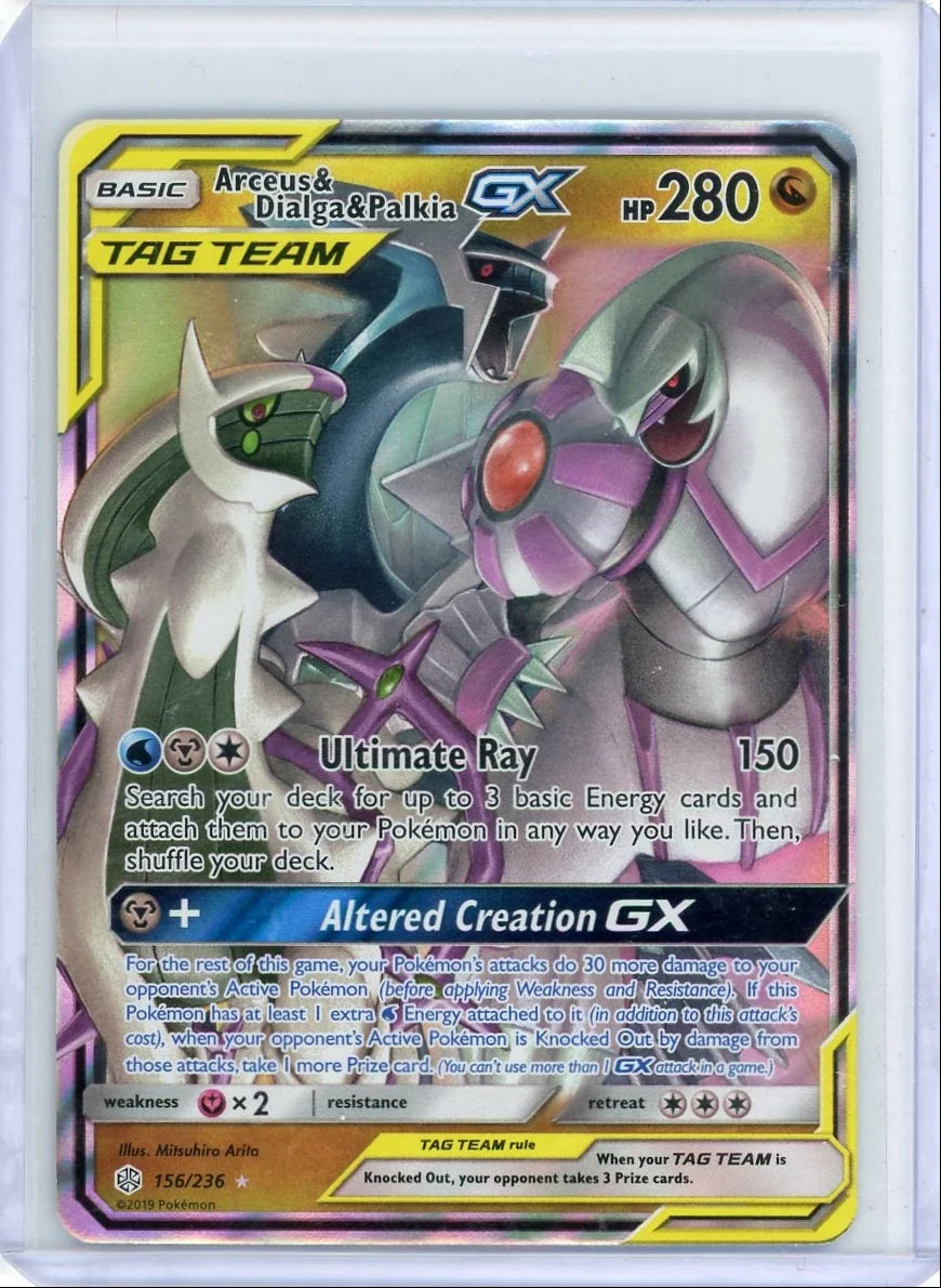 Arceus & Dialga & Palkia GX Pokémon Cosmic Eclipse Ultra Rare Tag Team #156/236