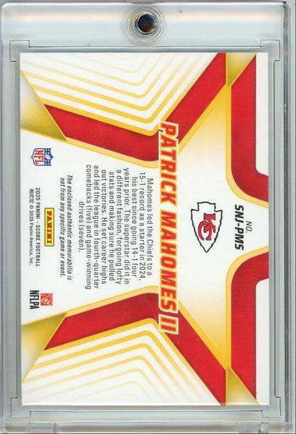 Patrick Mahomes 2025 Panini Score Stars jersey relic