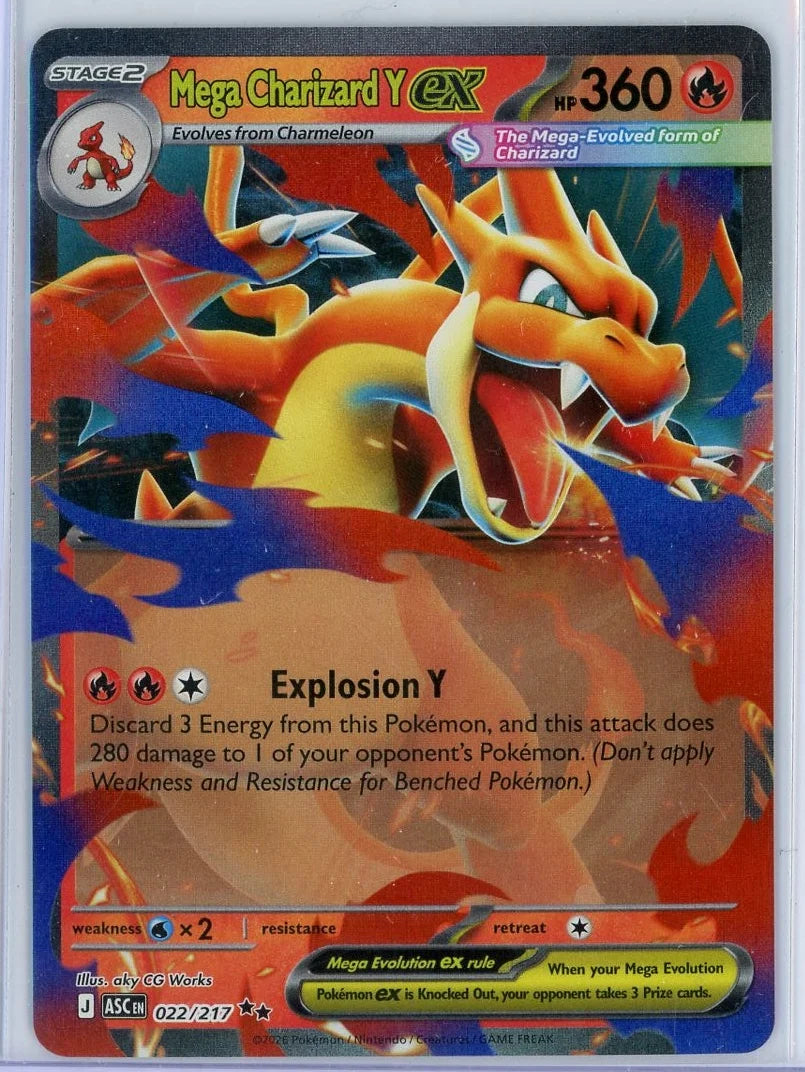 Mega Charizard Y ex Pokémon Ascended Heroes Double Rare #022/217