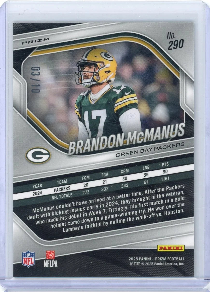 Brandon McManus 2025 Panini Prizm gold choice #'d 03/10