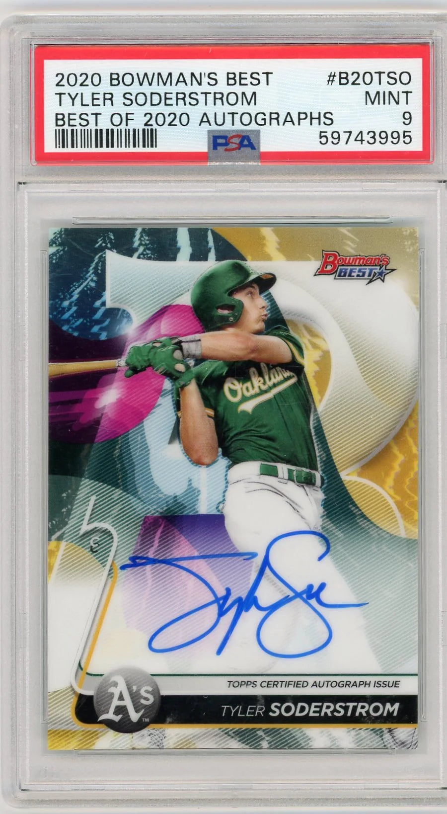 Tyler Soderstrom 2020 Bowman's Best Best of 2020 Autograph PSA 9