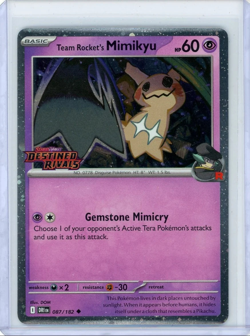 Team Rocket's Mimikyu Pokémon Destined Rivals Prerelease Stamped #087/182