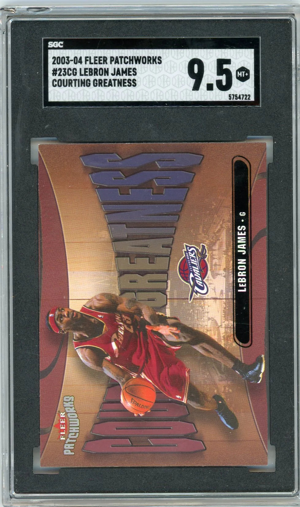 LeBron James 2003-04 Fleer Patchworks Courting Greatness SGC 9.5