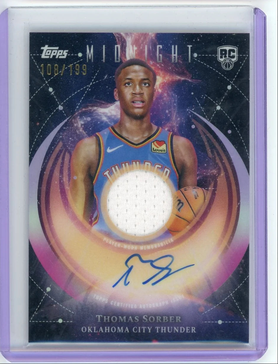 Thomas Sorber 2025 Topps Midnight Rookie Jersey Autograph #'d 108/199