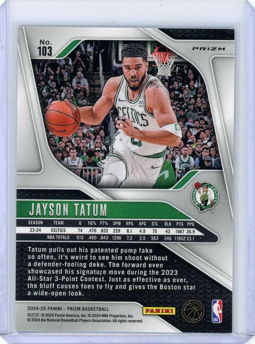 Jayson Tatum 2024-25 Panini Prizm Choice Blue, Yellow and Green Prizm