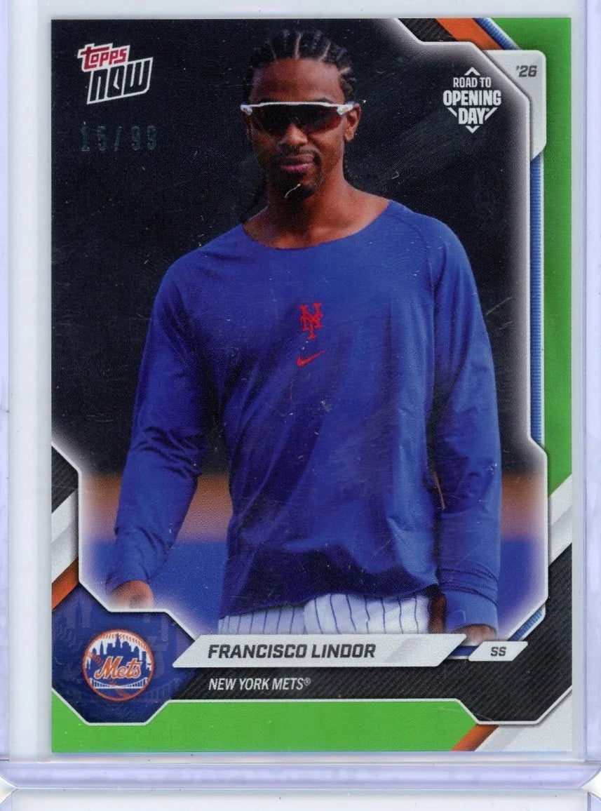 Francisco Lindor 2026 Topps Now Opening Day Green Foil #'d 15/99
