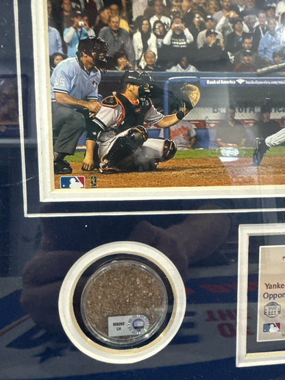 Derek Jeter "The Last At-Bat" Framed Photograph Collage w/ Yankee Stadium Dirt 15.25" x 12.25 " framed