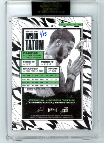 Jayson Tatum Tyson Beck Series 2020 Ltd. to 1500 Tyson Beck Auto #'d 1/15