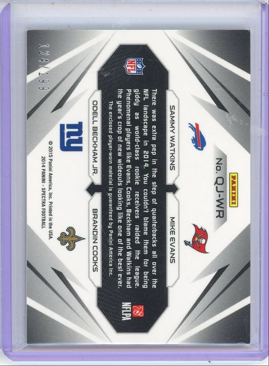 O Beckham Jr. S Watkins M Evans B Cooks 2014 Panini Spectra quad relic #'d 124/199