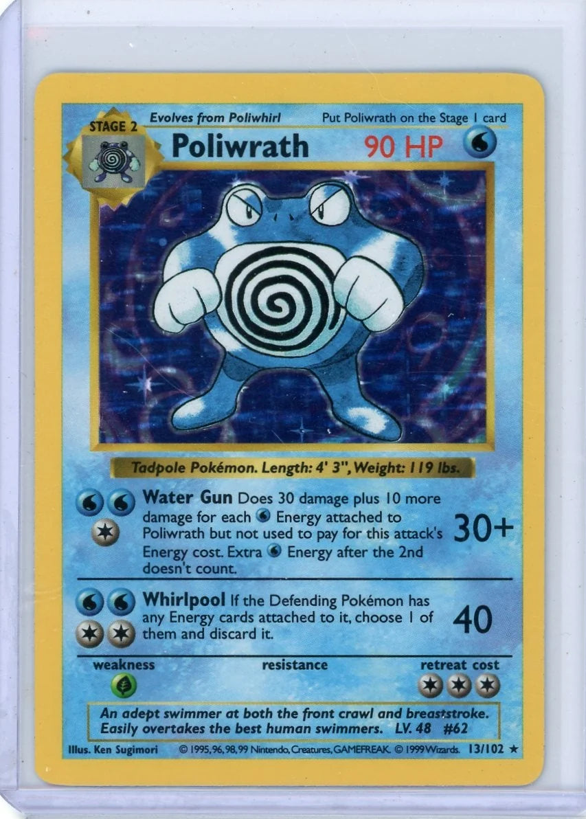 Poliwrath 1999 Pokemon Base Set Shadowless holo #13/102