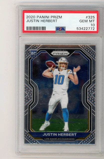 Justin Herbert 2020 Panini Prizm rookie card PSA 10