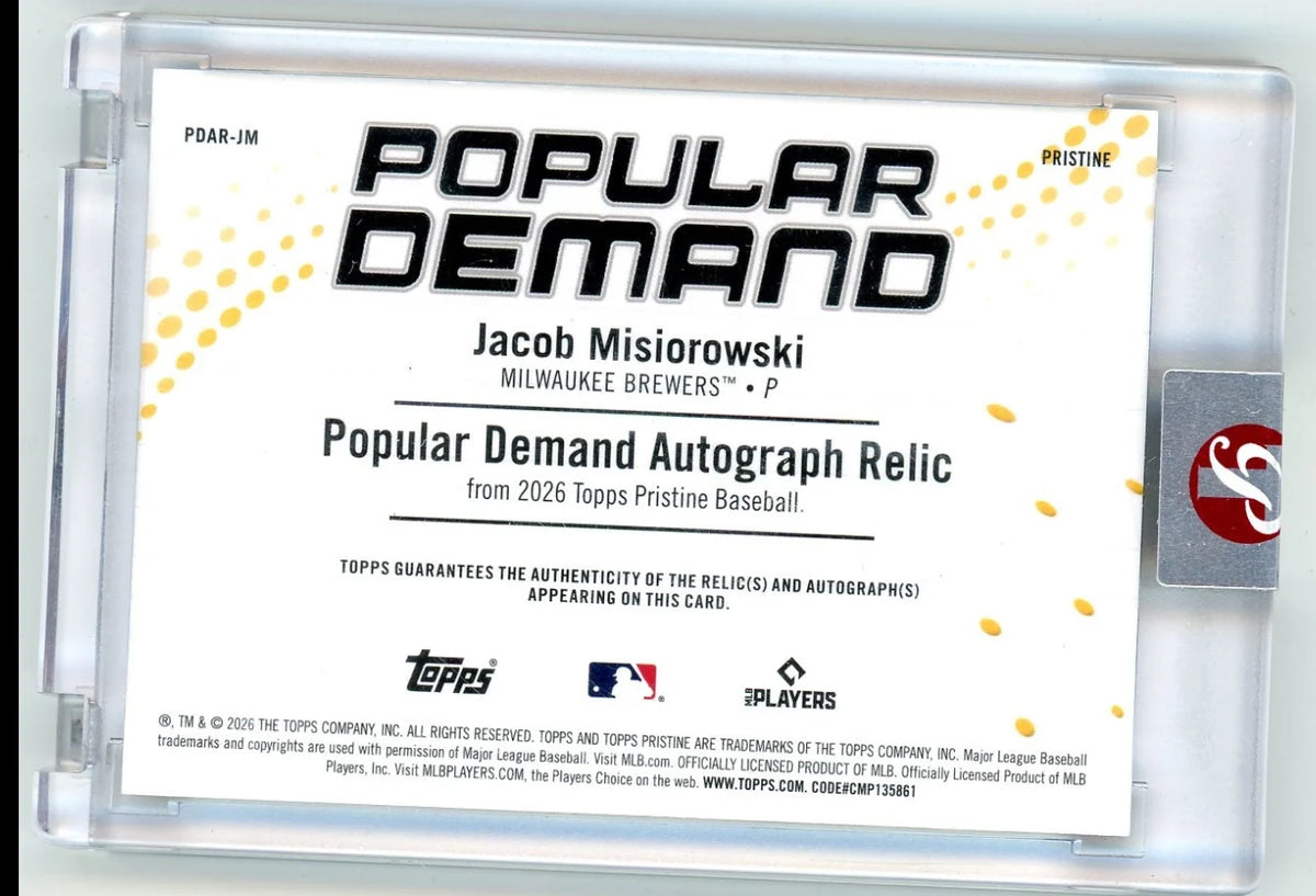 Jacob Misiorowski 2026 Topps Pristine Popular Demand Autographed Relic #'d  24/55