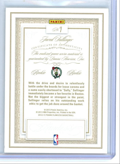 Jared Sullinger 2012-13 Panini Flawless game-used relic rookie card #'d 10/10