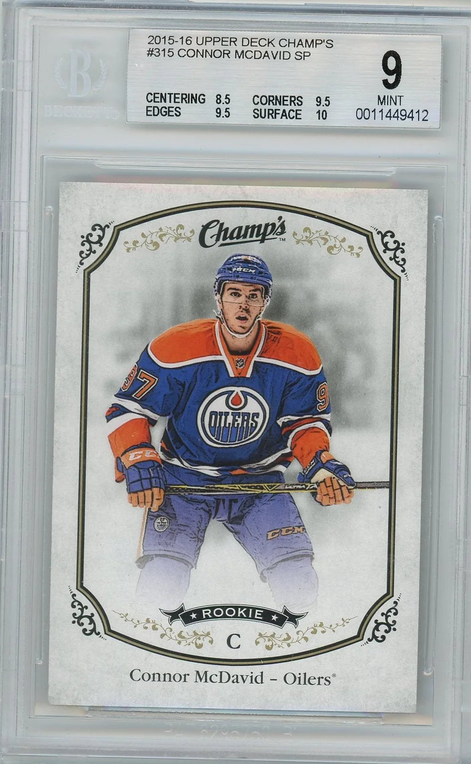 Connor McDavid 2015-16 Upper Deck Champ's SP RC BGS 9