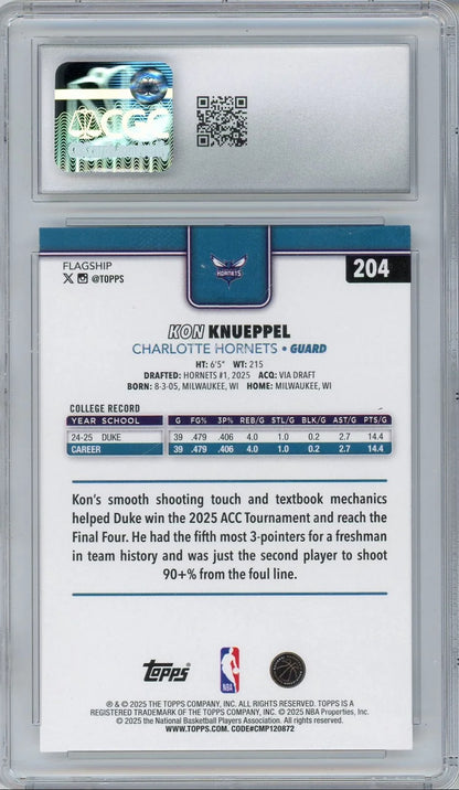 Kon Knueppel 2025-26 Topps RC No. 204 CGC 10