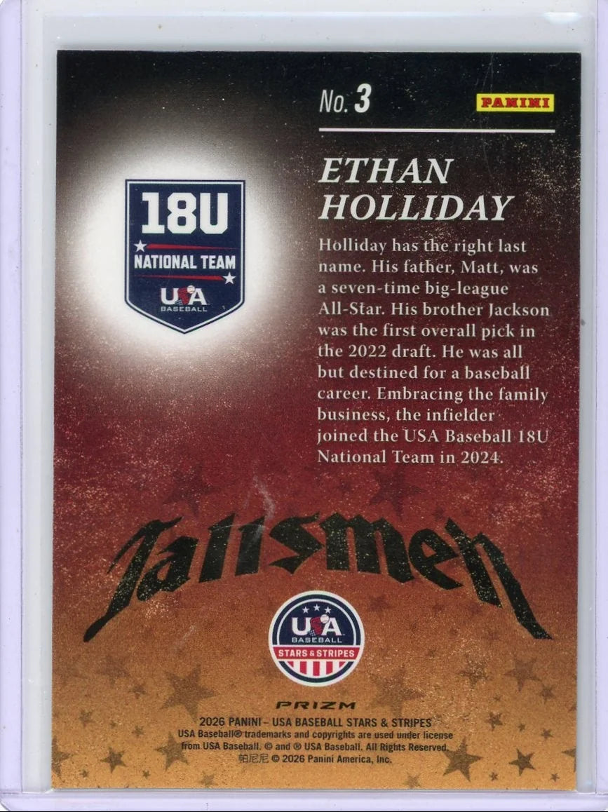 Ethan Holliday 2026 Panini USA Stars & Stripes Talismen Green Prizm