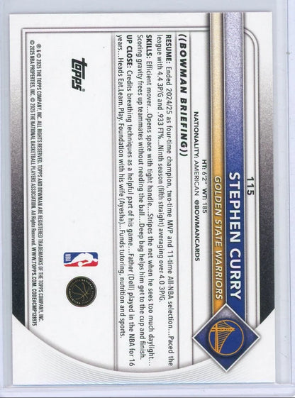 Stephen Curry 2025-26 Bowman pink #'d 057/175