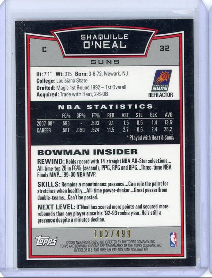 Shaquille O'Neal 2008 Bowman Chrome Refractor #'d 102/499