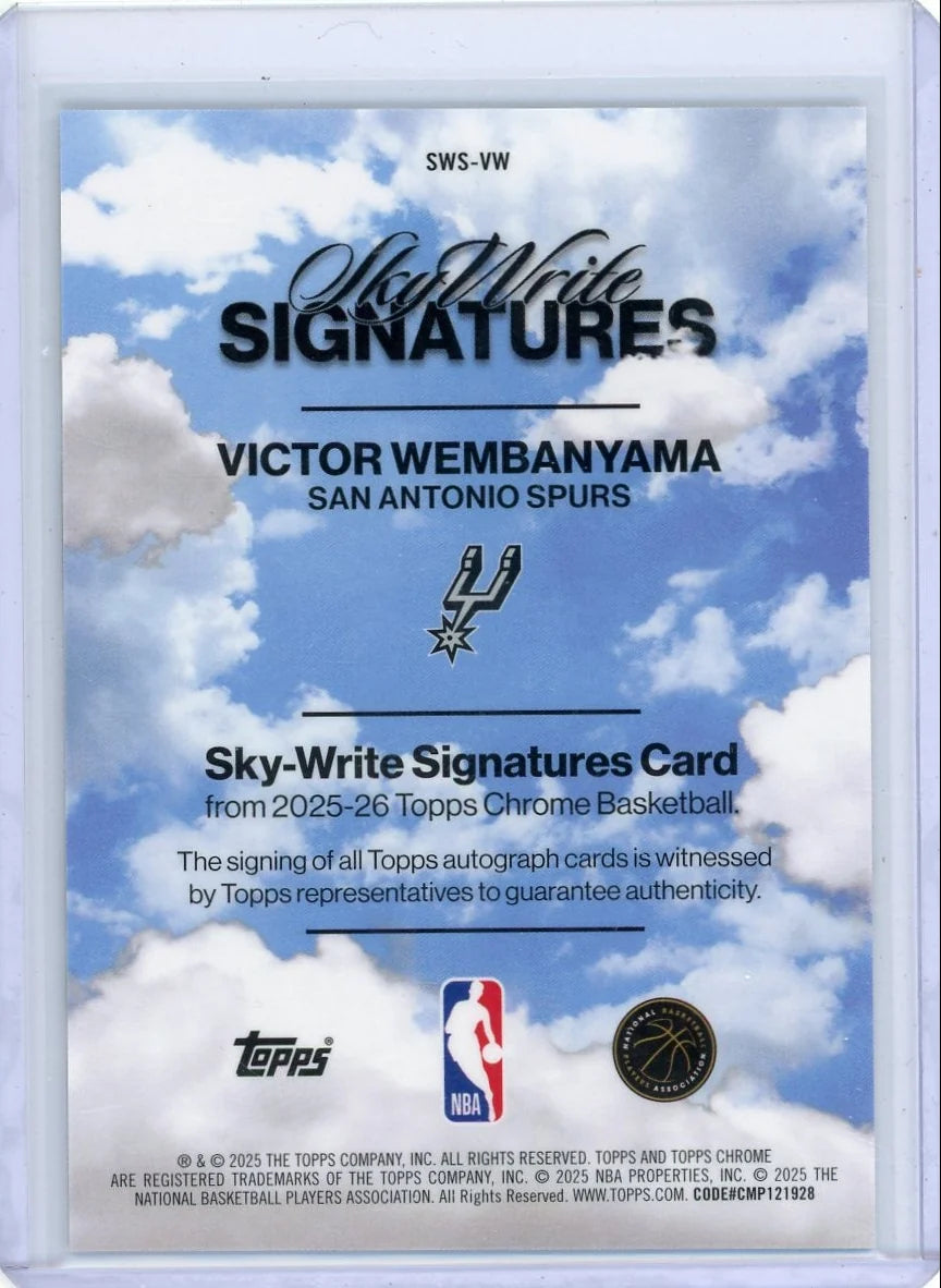Victor Wembanyama 2025-26 Topps Chrome Sky Write Signatures