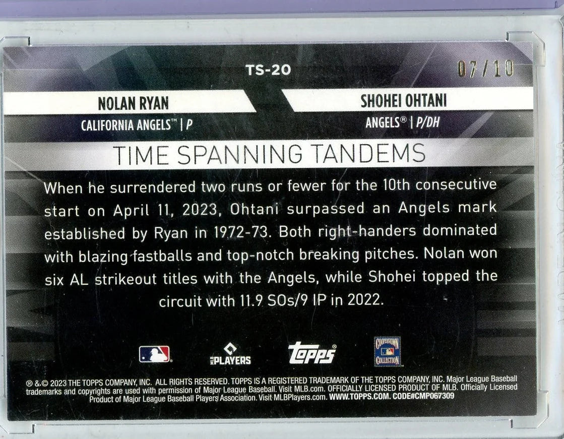 Nolan Ryan & Shohei Ohtani 2023 Topps Update Series Time Spanning Tandems #'d 7/10