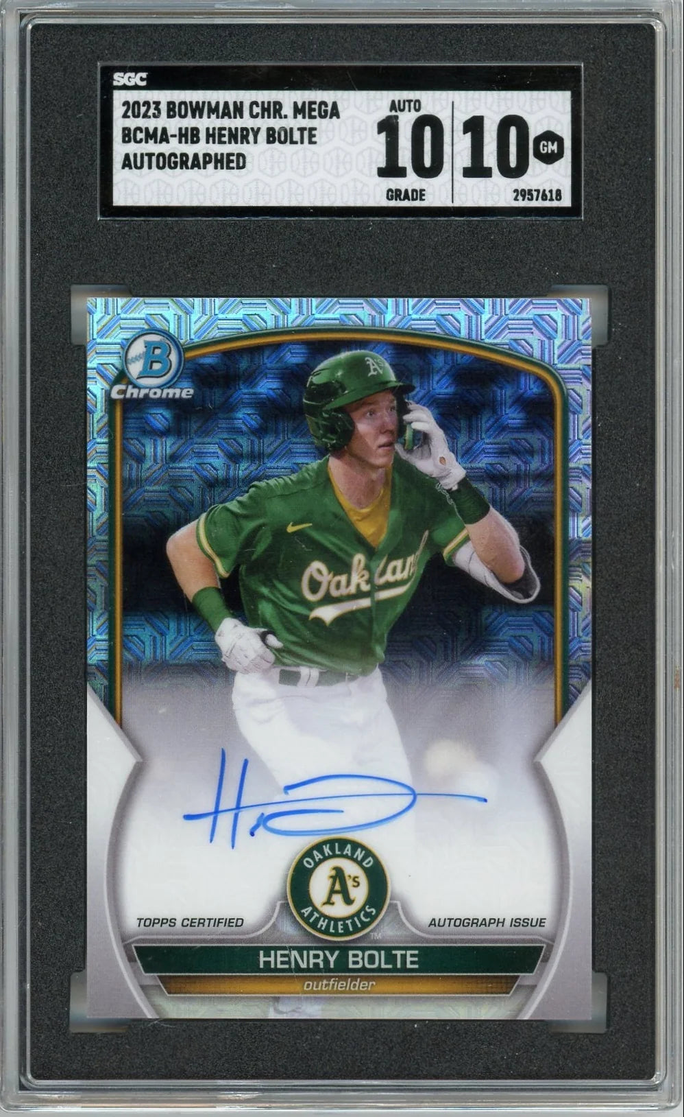 Henry Bolte 2023 Bowman Chrome Mega Box Refractor Auto SGC 10 Auto 10