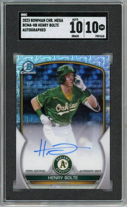 Henry Bolte 2023 Bowman Chrome Mega Box Refractor Auto SGC 10 Auto 10