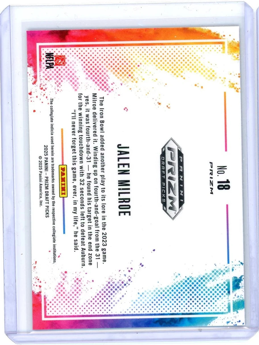Jalen Milroe 2025 Panini Prizm Draft Picks Black Color Blast RC