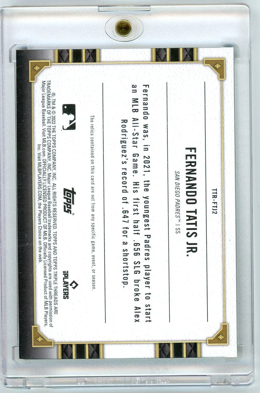 Fernando Tatis Jr. 2022 Topps Triple Threads Young Star Game-Used Relic #'d 16/18