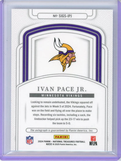 Ivan Pace Jr. 2024 Panini National Treasures Autograph #'d 21/99