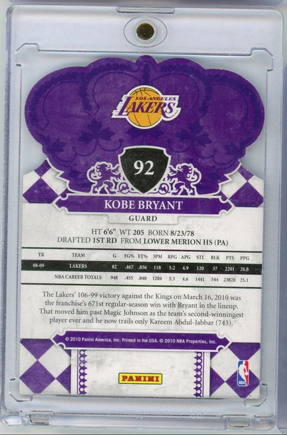 Kobe Bryant 2010 Panini Crown Royale #92 die-cut